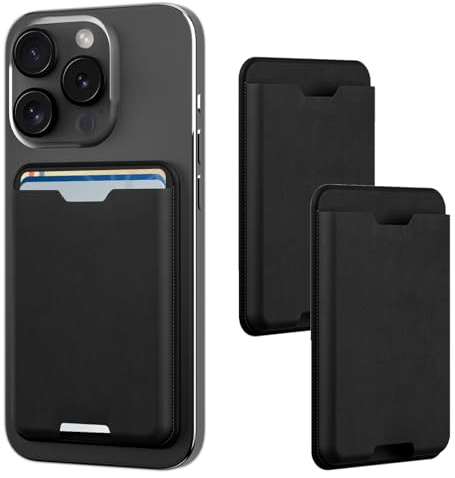 Siaincsy 2Pack Strong Magnetic Wallet Phone Card Holder Compatible with MagSafe Case for iPhone 17/16/15/14/13/12 Series - RFID Blocking, Holds 3 Cards, Black