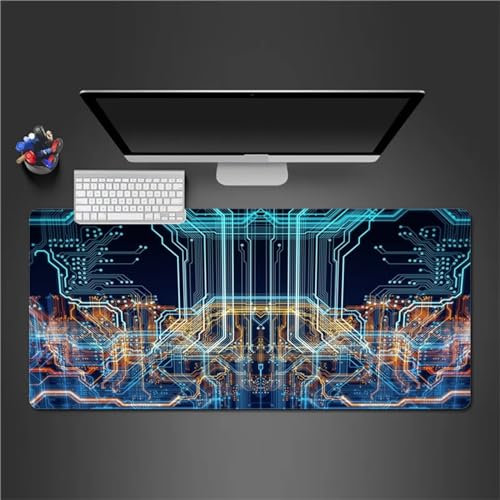 Gaming Mauspad XXL Abstraktes Grün Großes Mauspad Schreibtischauflage mit Vernähte Kanten Einer speziellen Oberfläche verbessert Geschwindigkeit und Präzision 1000x500x3mm