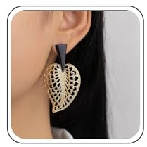 Inilbran Boho Large Leaf Earrings Vintage Monstera Leaf Drop Earrings Exaggerated Leaf Statement Earrings Gold Wire Leaf Dangle Earrings Jewelry for Women and Girls