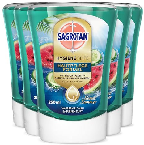 Sagrotan No-Touch Nachfüller Summer Limited Edition – Für den automatischen Seifenspender – 5 x 250 ml Handseife