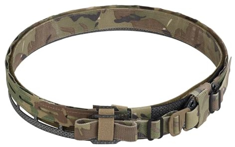 Peminkoo Ceinture Tactique Molle 2 en 1, Ceinture de Combat Militaire de Chasse légère, Boucle remplaçable, équipement de Ceinture pour Hommes de tir Airsoft (CP)