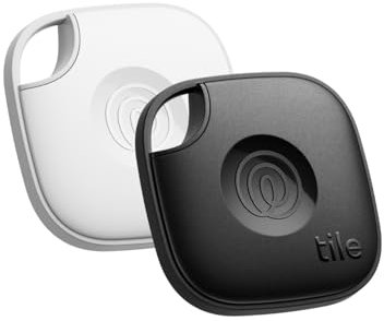 Tile by Life360 Mate - Bluetooth Tracker, Keys Finder and Item Locator for Keys, Bags and More. Phone Finder, Both iOS and Android Compatible, Pack of 2 (Black/White)