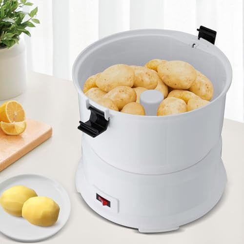 EurHomePlus Elektrischer Kartoffelschäler, Kartoffel-Schälmaschine, robust und langlebig, Einfach zu montieren, Weiß (AOT-P01)