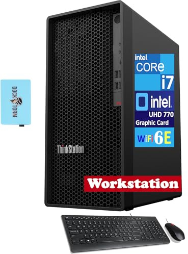 Lenovo ThinkStation P360 Ordinateur de bureau (Intel i7-12700, Intel UHD 770, 32 Go de RAM DDR5, SSD PCIe 1 To, WiFi 6E, Bluetooth 5.1, USB KYB et souris, Win 11 Home) avec concentrateur Dockztorm