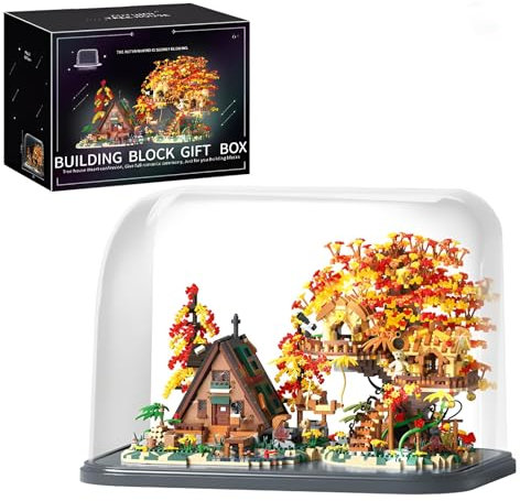 Tree House and Cabin Micro Building Blocks with Case, 4876 PCS Foreset Wooden House Mini Building Bricks, Build & Display Miniature Architecture Model Toys for Adults Teens