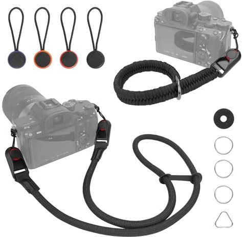 Hossom Sangle pour Appareil Photo Ensemble Bandoulière et Poignet avec Boucle a Declenchement Rapide Dragonne Appareil Photo en Nylon pour DSLR ou Sans Miroir