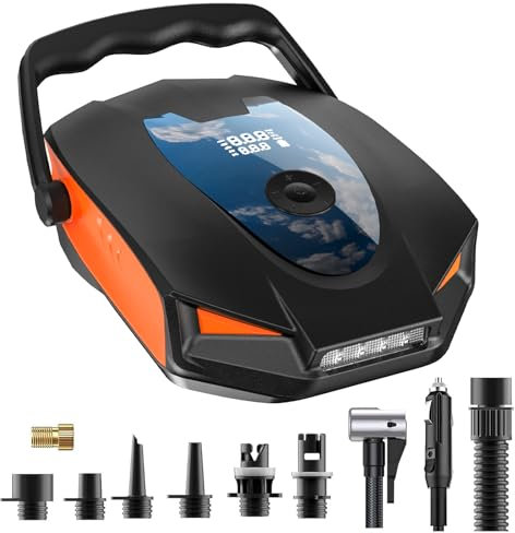 50PSI Electric Paddle Board Pump,Dual Stage Inflation & Auto-Off Feature SUP Air Pump,12V DC Car Connector, for Inflatable Stand Up Paddle Boards,Inflatable Boat,Especially for Pickup (Orange 1)