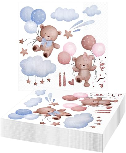 Baby Björn servett Babyparty Dekoration Blå 33x33cm Födelsedag Temafest Man kvinna 1. Födelsedag Flicka