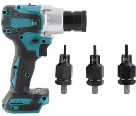 Spacnana Riveteuse électrique sans balais avec tête de Rivet Multiple, Machine à écrou de Rivet réglable avec lumière LED, pour Assemblage Industriel et réparation Automobile (Ensemble B)