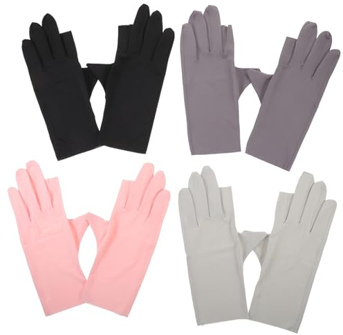 DEARMAMY Guantes De Manicura Anti-uv 4 Pares Semiabiertos De Hielo Para Mujer Protección Solar Uñas Delicadas Colores Variados Salón Belleza
