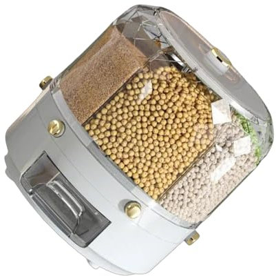 Sealed 360 Degree Rotating Rice Dispenser Sturdy Rice Box with Visual Stock Window Rotatable Grain Storage Box