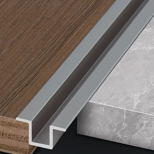 Générique Lot de 3 Profilés Décoratifs en Alliage D'Aluminium en Forme De U, pour Seuil De Porte, pour Carrelage, Moquette Et Carrelage(Gray,0.19in)