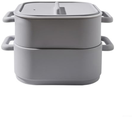 Lot de 2 bols à vapeur en silicone pour la cuisson au micro-ondes - Récipient de stockage alimentaire multifonction avec poignée - Résistant à la température - Ustensile de cuisine (gris)