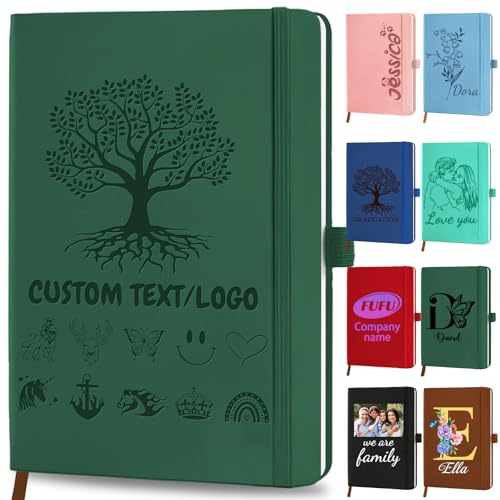 YanNanKe Personalisiertes Leder Notizbuch Personalisiert Graviertes Tagebuch Notizbuch für Frauen und Männer mit LOGO Namen A5 Tages Journal zum Schreiben für die Arbeit im Büro