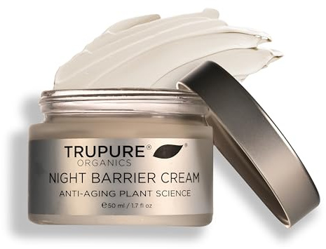 TRUPURE ORGANICS Night Barrier Repair Cream for Women 55+ | Rich Overnight Moisturizer for Mature Sensitive Skin | Anti-Aging Formula | 2 oz