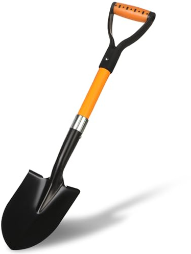 28-Inch Mini Garden Shovel, Kids Small Shovel, Fiberglass Handle with D-Grip & Alloy Steel Head for Car Emergency Kit, Beach, Planting & Light Duty Digging