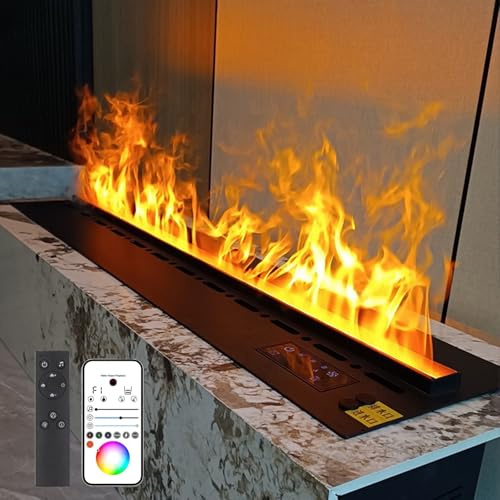 GLETSF Camino A Vapore Acqueo 3D con Telecomando, Touch Screen E Umidificatore, Riempimento Automatico dell'Acqua, Fiamma Atomizzata Realistica, Design da Incasso-180cm/70.87in