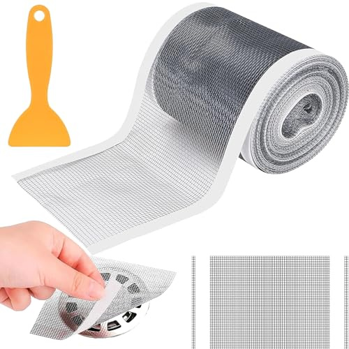 Haarsieb Dusche,Haarfänger Dusche Einweg 7cm x 10m,Duschsieb Abfluss Haare,Haarfänger Dusche,Abflusssieb Dusche Haare Haarsieb Badewanne,Mit Plastikspachtel,Für Duschen Badewannen