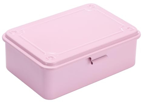 sourcing map Portable Steel Tool Box, 5.9 x 4.0 x 1.8 with Metal Latch Trunk Tool Storage Box Metal Organizer Mountain Toolbox for Garage Warehouse Workshop Household, Pink