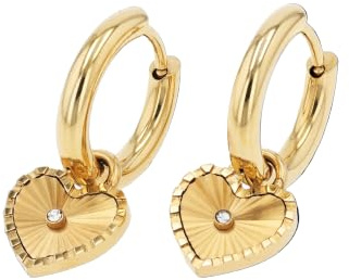 PAUL VALENTINE - Damen Ohrringe Edelstahl - Vergoldet/Golden - mit Zirkonia Stein - Herz Creole - PV-E0046