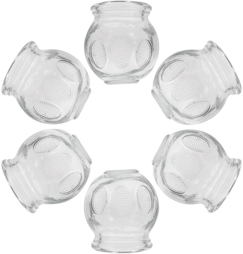 GOOHOCHY Ensemble de 6 Ventouses en Verre Épaissi N°1 pour Thérapie par Ventouses, Tasses de Massage en Verre Forte Succion, pour Massage du Dos et Bien-être Musculaire