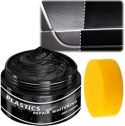 100ml Kunststoffpflege Auto für Innen,Innenraum Paste zur Kunststoff Auffrischung & Aufbereitung Schwarz,Plastic Restorer Agent für Plastikteile Refurbish,Glanzverstärkung, Langanhaltend Schutzwirkung