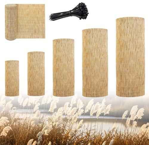 Brise Vue En En Roseau Naturel Pour Terrasse Canisse En Roseau Cloture Balcon Exterieur Panneau Occultant Jardin Grillage Canisse Bambou 50 60 80 90 100 120 130 150 160 180cm(Natural White,100x200cm)