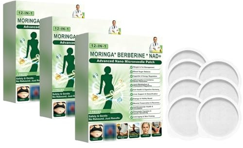 Patchs à nano-aiguilles Moringa Berberine 12 en 1, de gestion du et de remodelage, 7 par paquet, transdermiques doux pour le soin de la peau, aident à réguler la glycémie, à