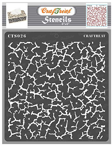 CrafTreat Reusable Texture Crackle Stencils for Painting on Wood, Canvas, Paper, Fabric, Floor, Wall and Tile - Crackle - 6x6 Inch - DIY Art and Craft Stencils Crackle - Texture Templates