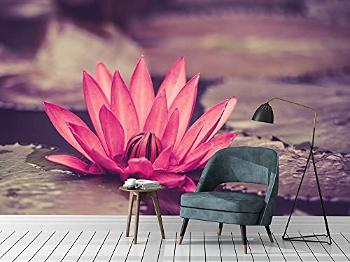 Fotomural Vinilo Pared Zen Flor de Loto efecto vintage | Fotomurales pared | Fotomural Decorativo | Vinilo Decorativo | Varias Medidas 350 x 250 cm | Decoración comedores, salones | Diseño Elegante