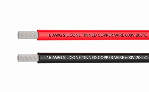 TUOFENG 16 AWG Draht Silikon Drähte 1.31 mm² Elektrischer Draht Weicher und flexibler verzinnter Kupferdraht [1,5 m Schwarz und 1,5 m Rot] Litzendraht