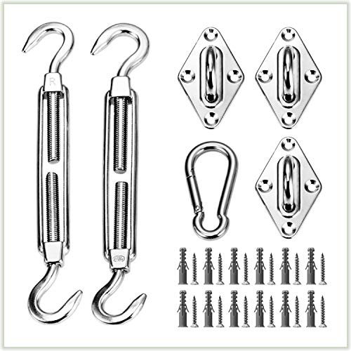 ColourTree 1500 LB Capacity Heavy Duty Sun Shade Sail Canopy Installation Complete Hardware Kit 18 PC - For Triangle Sun Shade Sail - 6 Inches, 316 Stainless Steel, Anti Rust