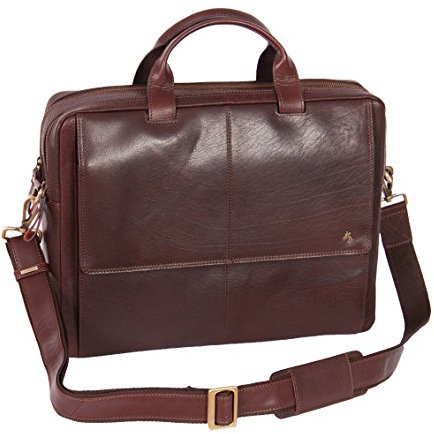 Echtes Leder Aktentasche 15.6 Laptop Geschäft Büro Exekutive Schulter Messenger Tasche HLG620 Braun