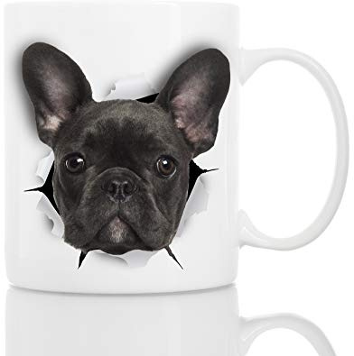 Winston & Bear Taza de Bulldog Francés Negro - Taza Bulldog Francés de Cerámica para Café Bulldog Francés - Divertida y Bonita Taza de Café para Amantes de los Perros