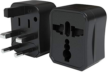 EAZY CASE Universal Reiseadapter 150 Länder weltweit - Stromadapter, Reisestecker für Weltreisen, u.A. für USA, Australien, Asien, Kanada, UK, Afrika, Thailand, Neuseeland, China, Südamerika, Schwarz