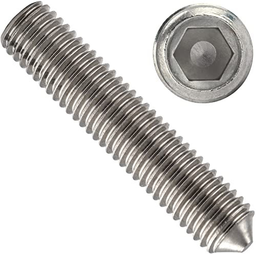 OPIOL QUALITY® Gewindestifte mit Innensechskant und Spitze DIN 914 M8x40 mm aus Edelstahl A2 V2A (10 Stück) Madenschrauben Gewindestift Schrauben Gewindeschrauben