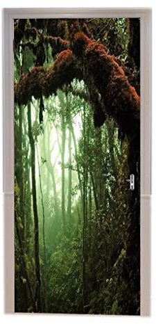 A.Monamour Türtapeten Selbstklebend 3D Tropischer Regen Wald Dschungel Bäume Natur Landschaft Bild Türtapete Türposter Tapete 77x200cm
