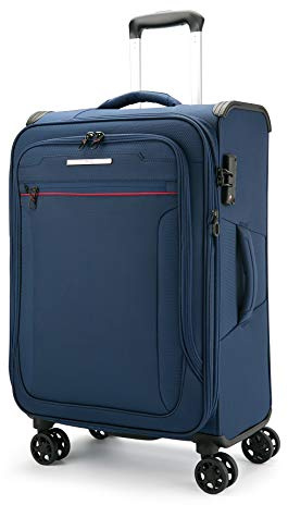 ABISTAB Verage Toledo Weichgepäck 4 Doppelrolle großer Koffer Trolley L-83cm 96-115 L erweiterbar, TSA-Schloss, Weichschale-Reisekoffer Blau