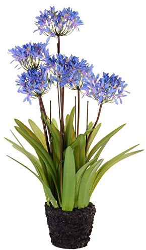 artplants.de Agapanthe Artificielle INJALA en Motte de Terre, 80cm, Ø 11cm | Bleu-Lilas - Fausse agapanthe/Fleur Artificielle