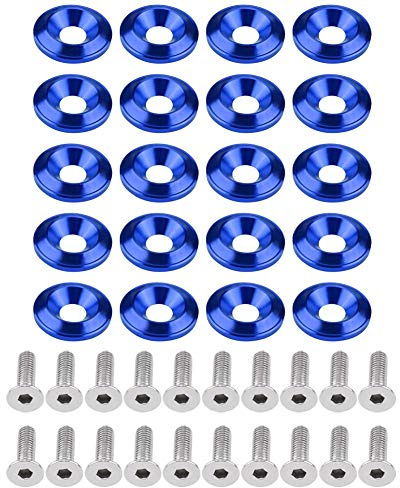 Rondelle Alluminio, Bullone Rondella Paraurti, Rondelle Paraurti Auto in Alluminio, Bullone Rondella Paraurti Paraurti Kit Di Vestire Vite Vano Motore, 20 Pezzi, Blu