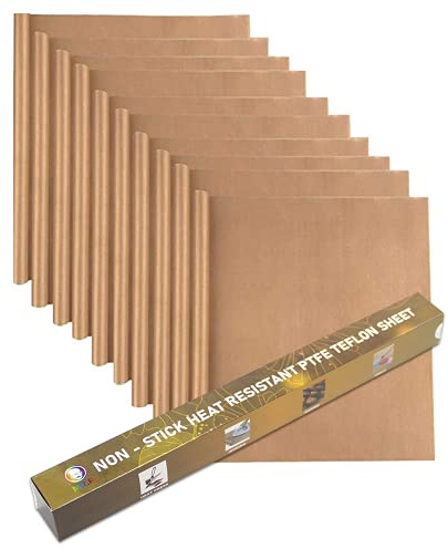 MR.R Paquete de 10 láminas de teflón PTFE antiadherentes de 16 x 24 pulgadas, 0,11 mm, reutilizables para transferencia de prensa de calor, hornear, cocinar, planchar, imprimir
