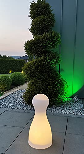 Trango 7236 IP65 Leucht-Figur mit 1x E27 Lampenfassung Spielfigur Gartenlampe *HALMA* 75cm Hoch in weiß inkl. ca. 5 Meter Kabel Außenlampe, Gartenstrahler, Leuchtkegel ohne Leuchtmittel