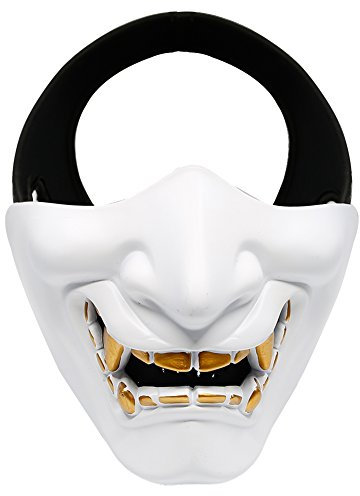 NC Demi-Masque Airsoft, Masque Kabuki du Chevalier démoniaque, Mascarade de Jeu Airsoft Paintball CS et Masque idéal pour Halloween