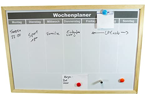 Magnettafel-Wochenplaner 40x60 cm mit Stift und Neodym Magneten