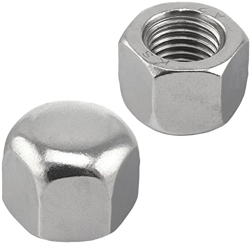 FASTON® Hutmuttern Niedrige Form M10 (50 Stück) DIN 917 aus Edelstahl A2 V2A Sechskant Hutmutter Edelstahlmuttern Sechskantmuttern Kappenmuttern Sechskant-Hutmuttern