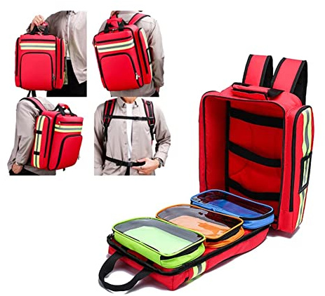 JTYX Borsa per Pronto Soccorso Zaino per traumatologia Borsa per Infermiera Vuota con Manico e Tracolla per Assistenza domiciliare, Visita in ospizio, Viaggio o Evento di Emergenza