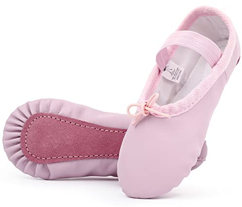 Kefiyis Ballet Shoes for Girls Leather Dance Shoes Full Sole Ballet Flats Ballet Slippers for Kids Toddler Women Adults