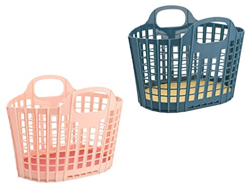 BESTonZON Einkaufskorb Flechtkorb geflochten Einkaufstasche Tragetasche Faltbar Tragekorb Shopper Korbtasche mit Griffen Shoppertasche Strandkorb f¨¹r Snack Spielzeug W?sche Picknick 2 St¨¹cke