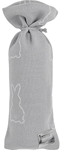 Meyco Baby X Mrs.Keizer Rabbit Wärmflaschenbezug (fein gestrickt, weiches Material, leicht zu öffnen und schließen dank Kordelzug, aus 100% Baumwolle, einfache Pflege), Silber