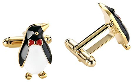 Homxi Manschettenknöpfe Herren Business,Pinguin Manschettenknopf Edelstahl Manschettenknöpfe Herren Personalisiert Schwarz Weißgold